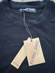 PJ Paul Jones T-Shirt Black Front Textured Knit Short Sleeve Crewneck NWT Medium