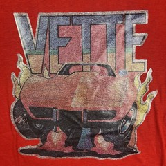 Vintage Corvette Racing Flames Vette Sport Car Red T Shirt Size Large