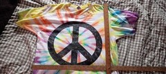 Peace Time Tie-Dye TShirt L Single Stitch Cotton T Shirt Stains 1990 Fruit Loom