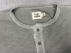 Flint And Tinder Henley Shirt Men XL Gray Waffle Knit Long Sleeve USA Base Layer