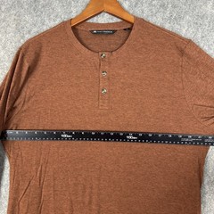 Travis Mathew Henley Shirt Mens XL Rust Micro Striped Lightweight Soft Thin EUC