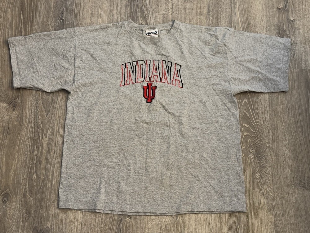 Vtg 80s NAS Indiana University Hoosiers IU T-Shirt USA Made Men XL Single Stitch