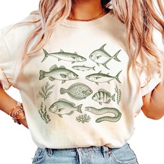 Vintage Fish Illustration Comfort Tee Retro Ocean Marine Life Graphic