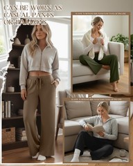 3 Pack Women’s Wide Leg Lounge Pants, Loose Drawstring Yoga Sweatpants with P…