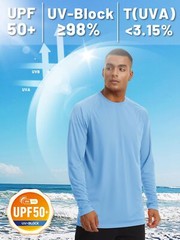 UPF50+ Men’s Long Sleeve Shirts Sun Block Quick Dry Workout Hiking Fishing Shirt