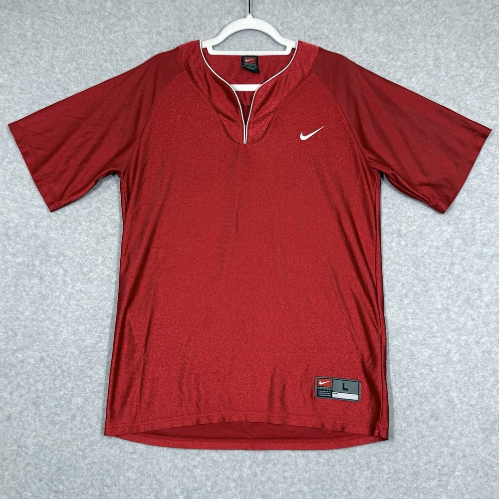 Vintage Nike Shirt Mens Large Shiny Dazzle Warm Up Jersey Team Sports Y2K Red