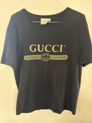 Gucci Black Logo Cotton Jersey Men’s Short Sleeve T-Shirt Size M