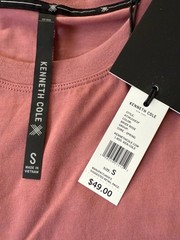 Kenneth Cole Small Tech Crew Neck Knit T-Shirt Brier Rose Super Soft $49