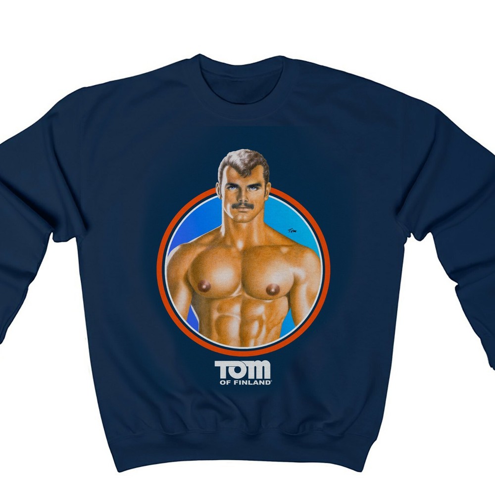 TOM OF FINLAND MENS SWEAT SHIRT “MUSCLE STUD” (GAY, LEATHER PANTS, PRINT, KINK)