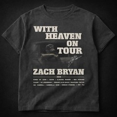 Reprint Zach Bryan 2026 Tour With Heaven on Top Concert Black T-Shirt