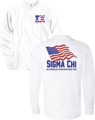 Sigma Chi Fraternity Bella + Canvas Long Sleeve Shirt USA Flag – MORE COLORS