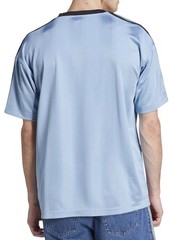 NEW MENS ADIDAS ORIGINALS Medium TREFOIL POLY TEE SHIRT Jacquard Ash Blue Black