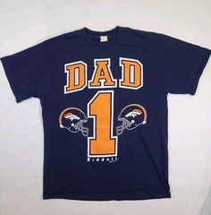 Riddell Navy Blue Dad #1 NFL Broncos VTG 90s XL Football Sports Retro TShirt Top