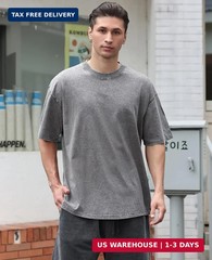Men’s Cotton T-Shirts Oversized Unisex Short Sleeves Casual Loose Wash Solid Bas
