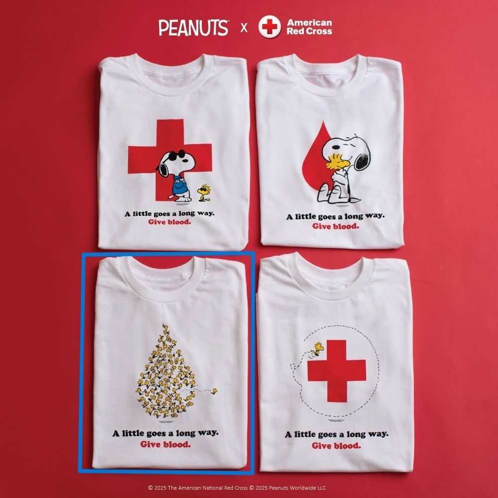 American Red Cross x Peanuts A Little Goes A Long Way Give Blood XL T-Shirt