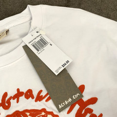 AGTAWH Men’s T-Shirt Size S 100% Cotton Peace Sign Embroidered White/Orange NWI