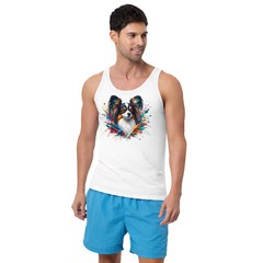Splash of Art Papillon Dog Tank | Men’s Graphic Bella + Canvas 3480 Top