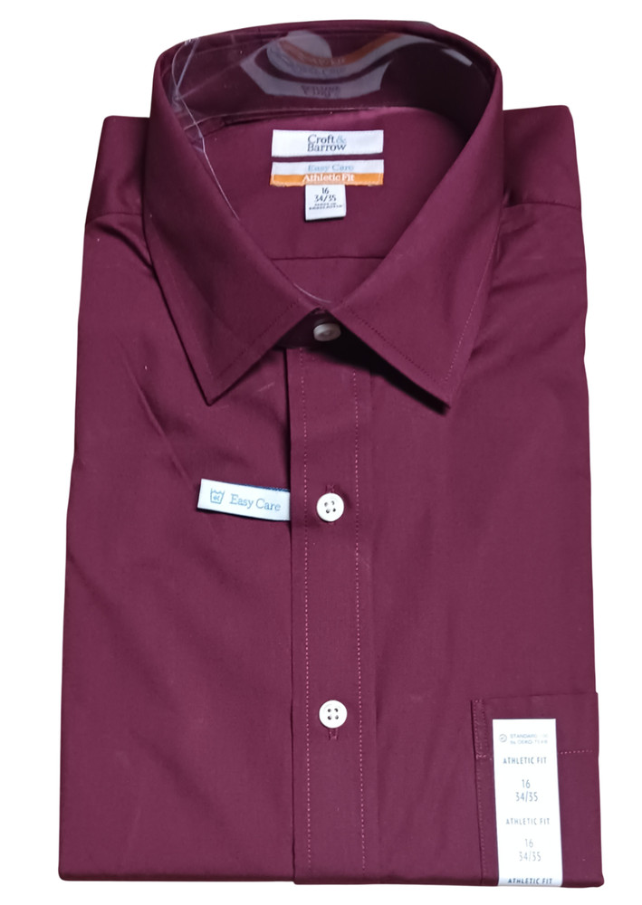 Croft & Barrow Athletic-Fit Easy-Care Button-Down Mens Dress Shirt 16 (34/35)