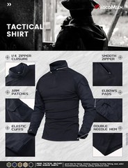 Mens Training Shirts Outdoor Hiking Long Sleeve Pocket 1/4 Zip Ripstop Work Tops