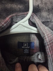 George Men’s Flannel Button-Up Shirt Black Gray Plaid M 38-40 GM31Y054