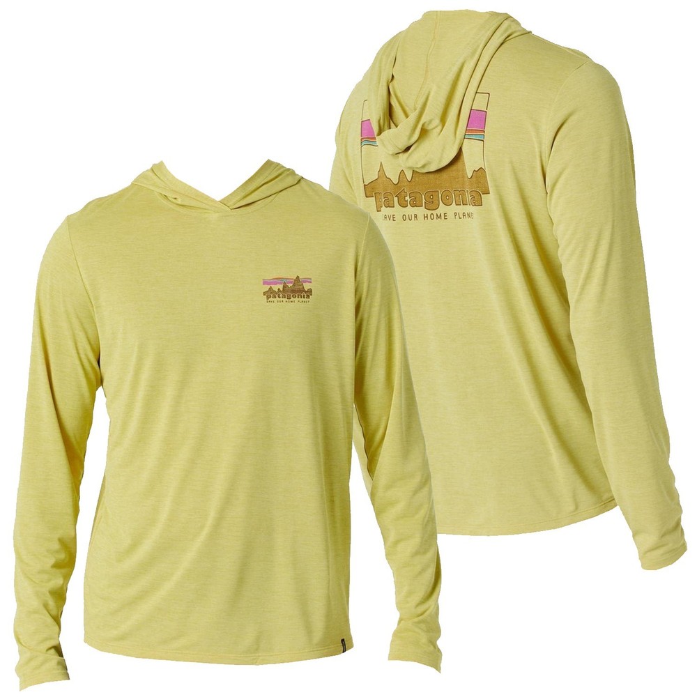 Patagonia Men Capilene Cool Daily Hoody ’73 Skyline L/S T-shirt Limestone Yellow