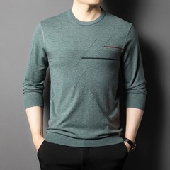 Anti-Pilling High-End Knit Men Pullover Sweater Jumper New Lightweight Round Nec