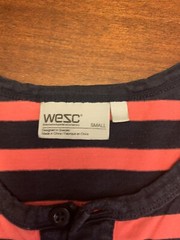 WESC Men’s Henley Dark Sapphire Single Stitch Made In Sweden. Size Small. Used
