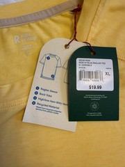R.O.W. Mens Felix Raglan Tee Yellow Short Sleeve Cornsilk Size Small NWT