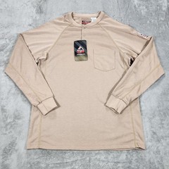Bulwark FR Shirt Mens Medium Beige Henley Flame Resistant CAT 2 2112 Workwear