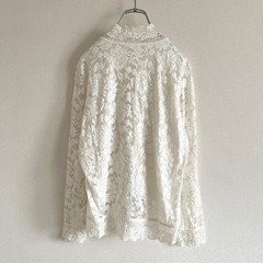 White lace design top, floral pattern, sheer sleees, spring clothing