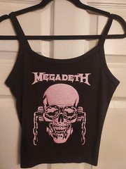 Megadeth crop top Megadeth tank top ribbed hand cropped Shirt Pink Glitter