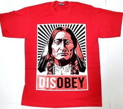 INDIAN T-Shirt DISOBEY Native American Warrior Chief Tee Men’s Red New