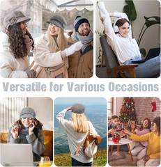 2 PCS Womens Newsboy Cap Retro Classic Visor Cabbie Beret Hats Flower Buckle