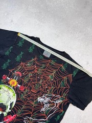 Christian Audigier Skull Spider Web Rhinestone Gothic Graphic T-Shirt Black