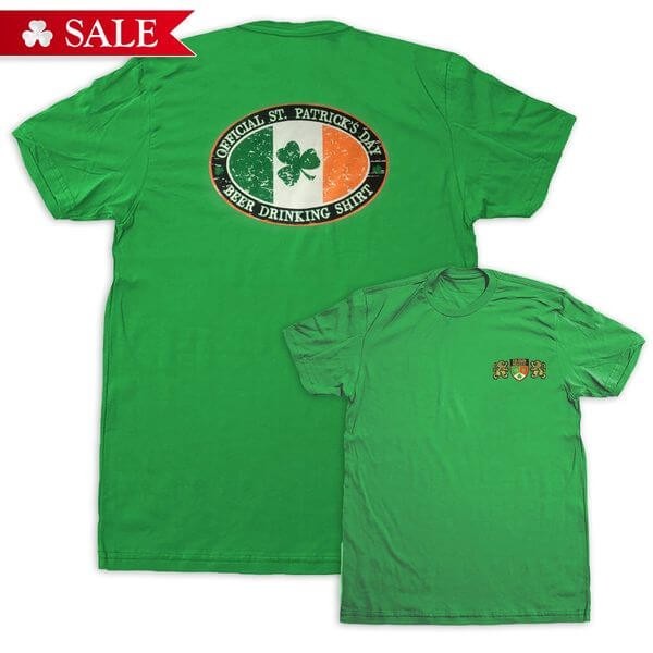 St Patrick’s Day Irish Rogue Kelly Green Official Beer Drinking T-Shirt 70% OFF
