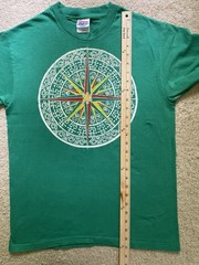 Vintage Hanes Heavyweight Green T-Shirt Medium Compass Rose Nautical 50/50