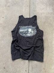 Suna Shirt Mens Medium Black Waikiki Beach Hawaii Tank Top Graphic Sleeveless Bo