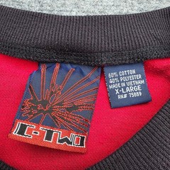 Vintage C-Two Ringer T Shirt XL Red Black Raglan Stitch Blank Ribbed Knit Y2K