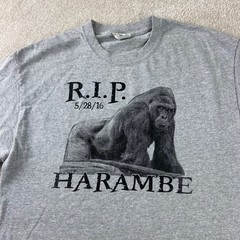 R.I.P. Harambe T-Shirt Size Large Gray Gorilla Graphic Meme Tee