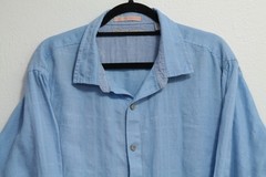 Caribbean Blue Shirt Men’s 90% Linen/10% Cotton Long Sleeve Relaxed Size XLG