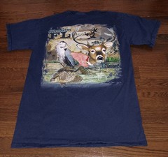 Guy Harvey Florida Shirt Mens Small Navy Blue Graphic Pocket Tee Deer Heron Bass