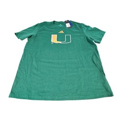 Adidas Miami Hurricanes Mens XL Green Fresh SS Tee T-Shirt IJ0344 290 NWT