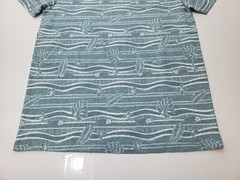 Reel Life Mens T-Shirt Short Sleeve Crewneck Striped Ocean Print Blue Size M NWT