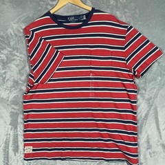 Polo Ralph Lauren Mens Large Classic Fit Striped Pocket T-Shirt Red Blue NWOT