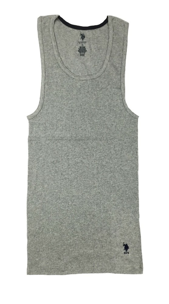 U.S. Polo Assn Men’s Cotton Ribbed Tank A Shirt Undershirt,Gray, Size S, M, L,XL