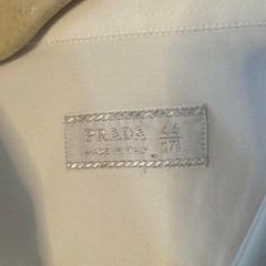White Prada cotton long leeve French cuff shirt size 44 / 17 fits like L/XL mens