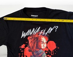 Chucky “Wanna Play?” Graphic T-Shirt – Men’s Regular Small – Black Horror Movie