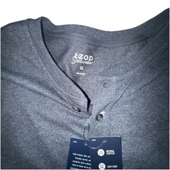 Izod Saltwater Long Sleeve Jersey Henley Shirt Size XL. Carbon Heather Gray New