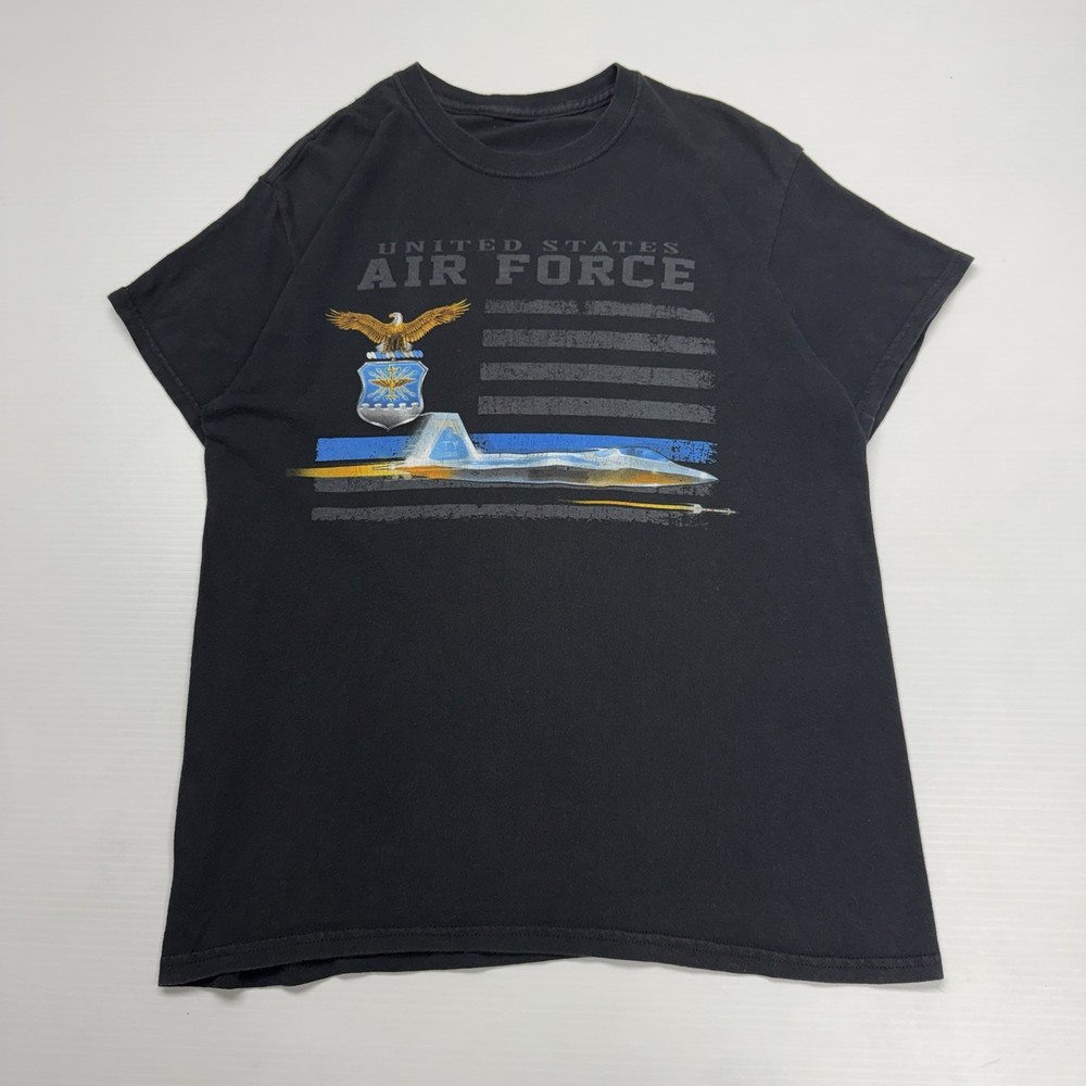US Air Force Fighter Jet Military Plane Mens Shirt M Black Logo Retro Punk USA