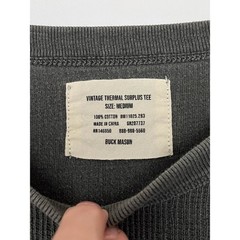 Buck Mason Mens Vintage Thermal Surplus Tee Long Sleeve Waffle Size Medium Gray